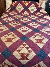 Antique Vintage Handmade Quilt Calico Americana Basket 1800s