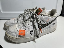 Nike Just Do It Air Force 1 White A03977-100 Low Top Boys Kids Shoes Used 7Y
