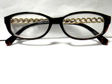 Vintage Amber Gold Rectangular Eyeglasses Frame 60-14-130 Plus 3.0