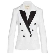 L'AGENCE Kenzie Double - Breasted Blazer White/Black Size 2 $750 NWOT #84