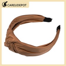 1Pcs Women Faux Leather Knotted Headband Cross Knot Hairband Khaki 1.57" Wide