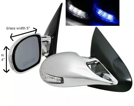 LED White and Blue M3 Chrome Mirrors For 99-06 Silverado Sierra Suburban Tahoe