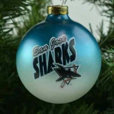 San Jose Sharks NHL Hockey Collector Series Glass Holiday Christmas Ornament