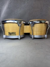 Vintage Groove Percussion Bongo Drum Set Two Hand Drums Instrument