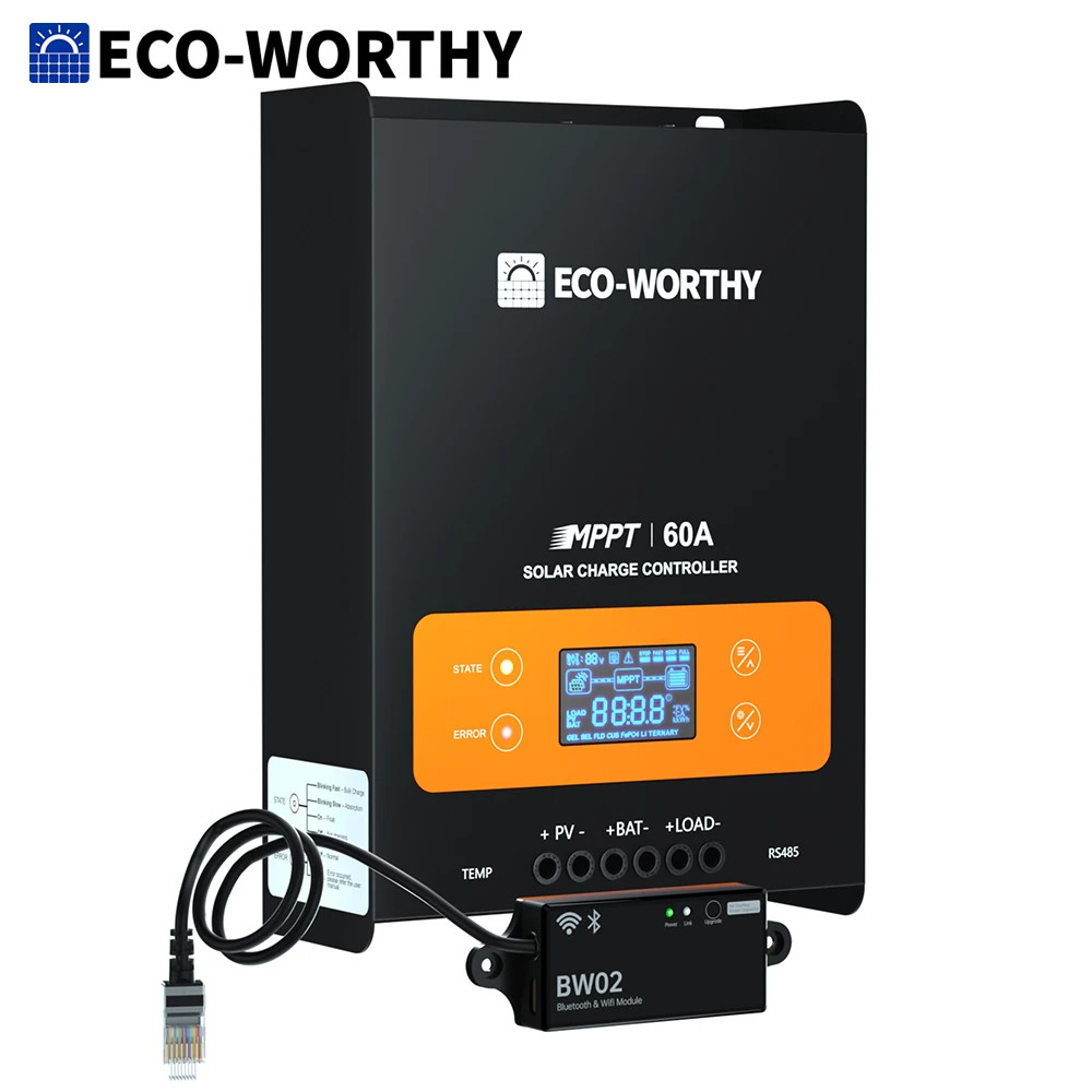 60A MPPT Solar Charge Controller,12/24/36/48V Solar Panel Re