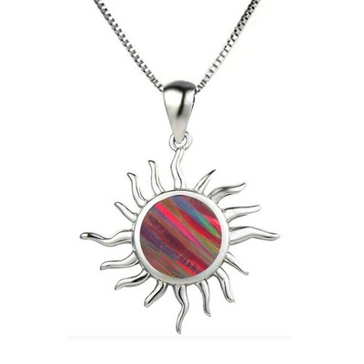 Sonne Anhänger Halskette Damen Orange Opal Halskette Schmuck Edelstein Anhänger Neckla