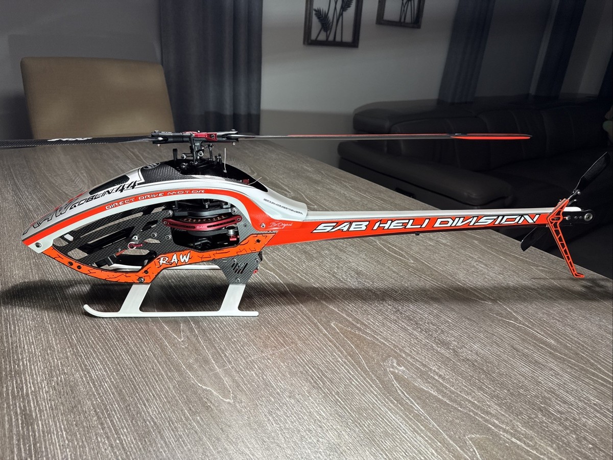 Sab Goblin RAW 420DD Custom Glossy Orange With CF Molded Tail Boom