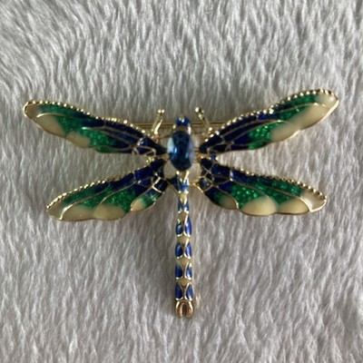 ENAMEL DRAGONFLY BROOCH Pin Blue Symbolizes Transformation Change Wisdom Light