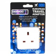 Image of Daewoo 2 PIN European Plug Travel Adaptor - UK To EU Euro European Travel