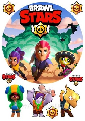 Tortenaufleger Stars Tortenaufleger Rund 18cm +Extras Brawl Stars