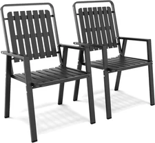350LBS Outdoor Patio Chairs Set of 2, Patio Dining Chairs with Metal Frame, Heav