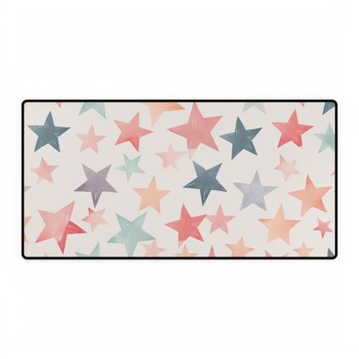 Pastel Star Desk Mat   Colorful Geometric Star Pattern Mouse Pad