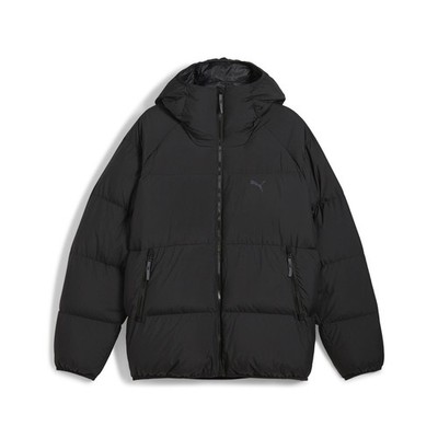 PUMA Down Puffer Polyester Full Zip Jacket Mens Black Casual Athletic Outerwear