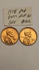 wheat penny 1958,1958D SET RED BU 1958-D LINCOLN CENT LOT GEM UNC RED LUSTER