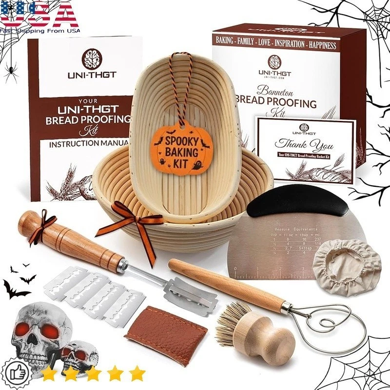 Sourdough Proofing Basket Set Rattan Fermenting Kit Baking Tools Gift For Bakers