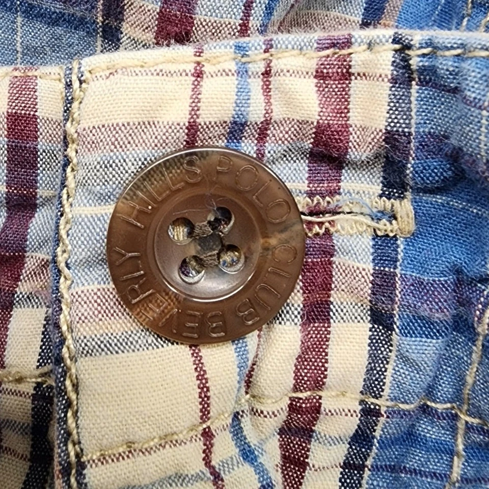 Beverly Hills Polo Club Pantalones Cortos Para Hombres 36 Cuadros Azul Tostado Rojo Algodón Informal Aire Libre Foto 2 de 4