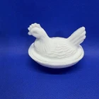 Vintage 1940s Hazel Atlas White Milk Glass Hen on Nest Covered Dish