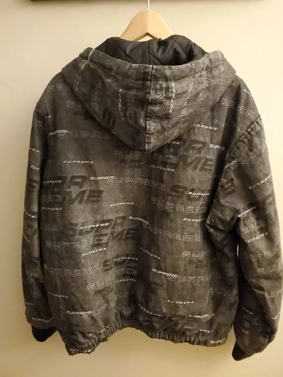 FW Supreme BLACK Reversible Dimensions Logo Denim Shop Jacket MEDIUM Used