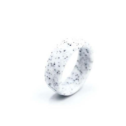 White/Black Speckled Silicone Wedding Ring Men & Women Sports Rugby Gym Yoga - Picture 11 of 11