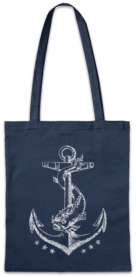 Anchor II Stofftasche Einkaufstasche Sailing Sailor Skipper Anker Segeln Segler
