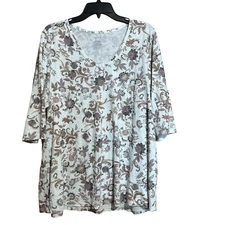 Pure J Jill Top Womens XL Multicolor Paisley Floral Print Soft V Neck Blouse