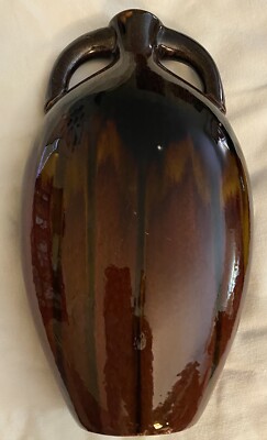 Drip Glaze Deep Red Double Handle Vase 11 