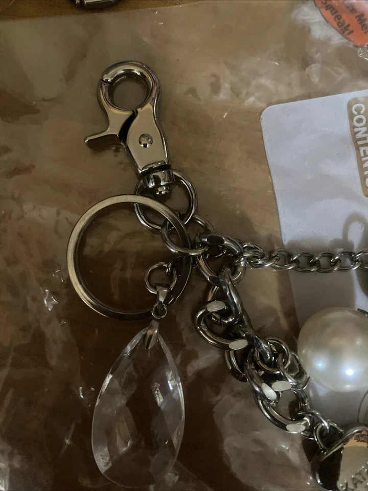 Kathy Van Zeeland Grueso Plata Corazón Bolso Dijes Llavero Cartera Clip Foto 2 de 4