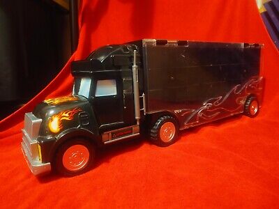 Hot Wheels Matchbox Semi Truck Car Carrier 28 Vehicle Carrying Case Black Flames | eBay