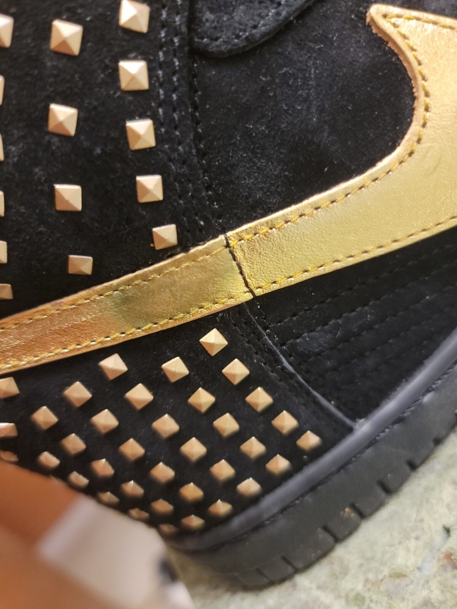 靴 NIKE Women's Dunk High UP \"Gold/Black\" NWT Nike Dunk High Premium Gold Medal Pack Black Sneakers