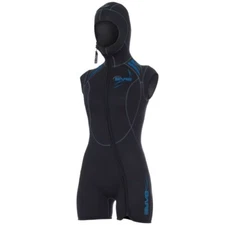 Bare Sport Hooded Shortie 7mm Wetsuit Womens Size 12+ Blue Scuba Snorkel Surf