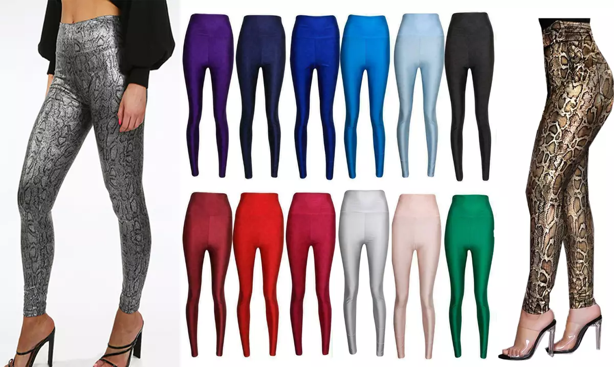 Ladies Womens Super Stretch Shiny High Waist Leggings Skinny Tight Dancing  Pants