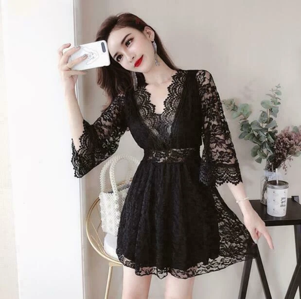 Lace Dress - Black - Ladies