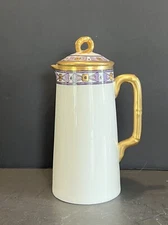 Vintage J P L Limoges 6” Tall Hand Painted Art Deco Creamer/Chocolate Pot