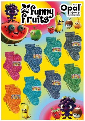100g Opal Funny Fruits 4-fach Sockenwolle Strumpfgarn zum Stricken GP 89,50 /1kg