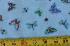 By 1/2 Yd, Flying Garden Insects on Blue Quilt Cotton, P&B Textiles/Brack, P6454