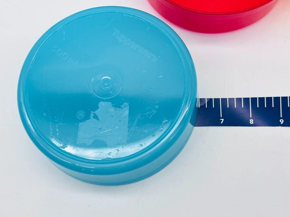 Lot of 6 TUPPERWARE Straight Sided 6-1/4" Cereal Bowls 500ml 2 Cup Red Blue Pink - Image 4 of 4