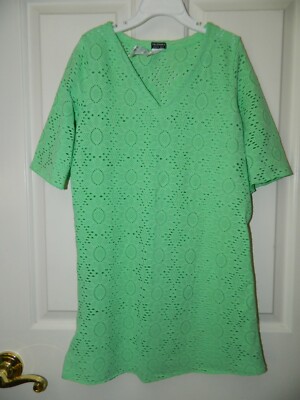 CALZEDONIA BABY SEA girls Mint Green Eyelet Swim COVER UP DRESS* M 4 5 6
