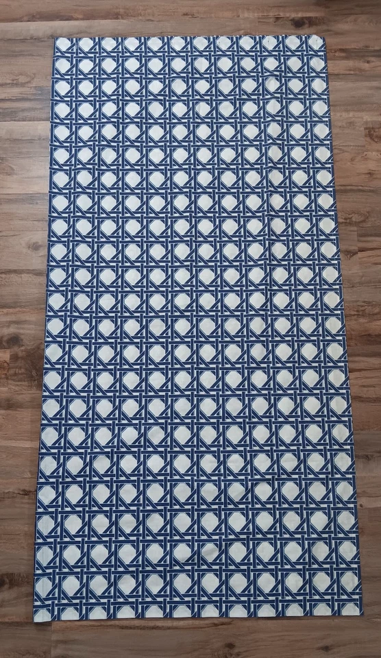 Crate & Barrel Julien Shower Curtain Navy Blue Lattice 72" x 72" Made in Italy - Image 2 of 4