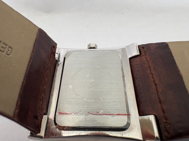 Aldo Rectangular Quartz Watch Silver Tone Brown L… - image 8