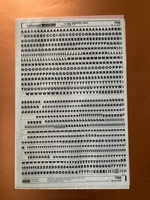 LETRASET 1752 HELVETICA BOLD 20pt  Transfer Abreibebuchstaben