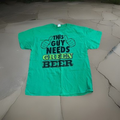 Saint Patricks Day Mens Green T-shirt XL This Guy Needs Green Beer Novelty