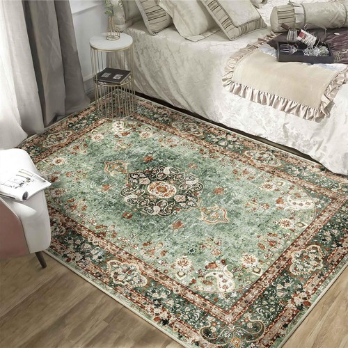 Green Rug 4'x6.5',Washable Area Rugs for Bedroom Living Room Kitchen Entryway... - Foto 4 di 6
