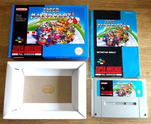 SUPER MARIO KART - SNES - SUPER NINTENDO - Original Game & Manual In Repro Box