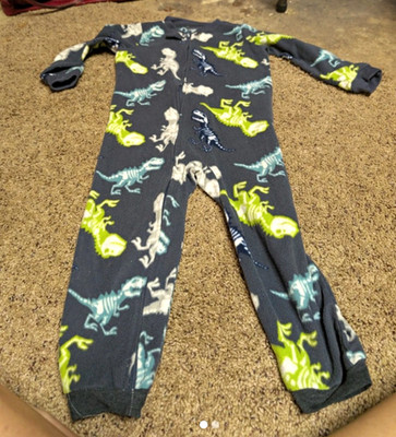 Carter's Boys 4T Fleece Dinosaur Sleeper One-Piece Zip Pajamas Footless