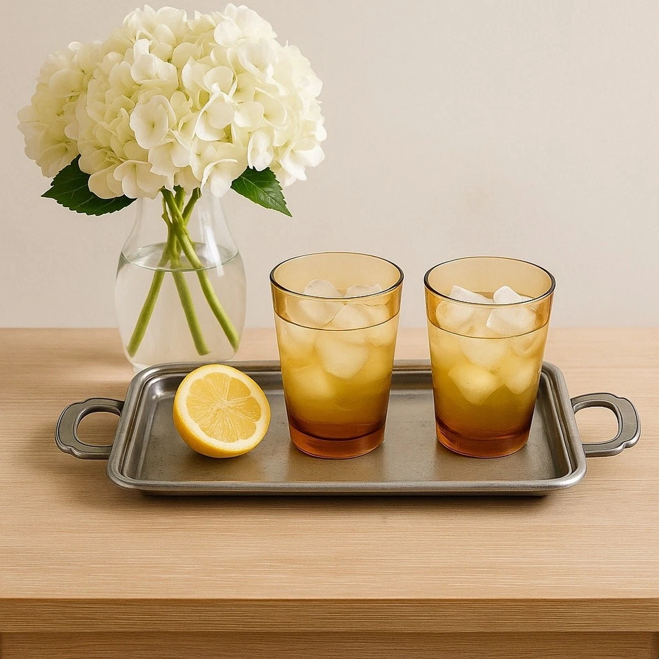 Bandeja de peltre vintage Labrazel Italia EPU 109 pesada doble mango 13” x 6,5” baño Foto 2 de 4