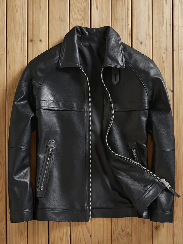 Men's Leather Motorcycle Jacket Black Cowhide Heavy Duty Biker Customized Coat - Image 4 of 4