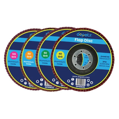 DAPETZ 4x Flap Discs 115mm Sanding 40/60/80/120 Grit Grinding Wheels Discs 4.5" UK