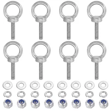 8Pcs M6 x 25mm 304 Stainless Steel Lifting Shoulder Eye Bolt with Nuts Washers