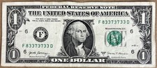 TRINARY  Five of A Kind 3?s 2017A $1 One Dollar Bill F 83373733 D Fancy Serial #