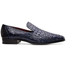 Marco Di Milano Trento Men's Navy Genuine Caiman Crocodile Skin Dress Loafers